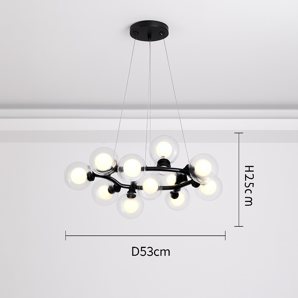 Nordique LED ronde lustre boule de verre or noir suspension lampe restaurant cuisine salon anneau décor à la maison luminaires