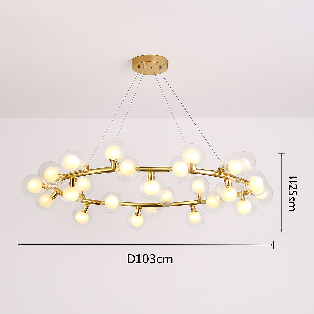 Nordique LED ronde lustre boule de verre or noir suspension lampe restaurant cuisine salon anneau décor à la maison luminaires