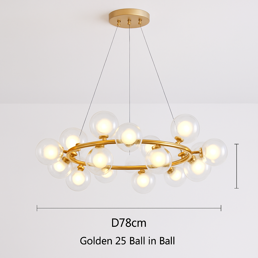 Nordique LED ronde lustre boule de verre or noir suspension lampe restaurant cuisine salon anneau décor à la maison luminaires