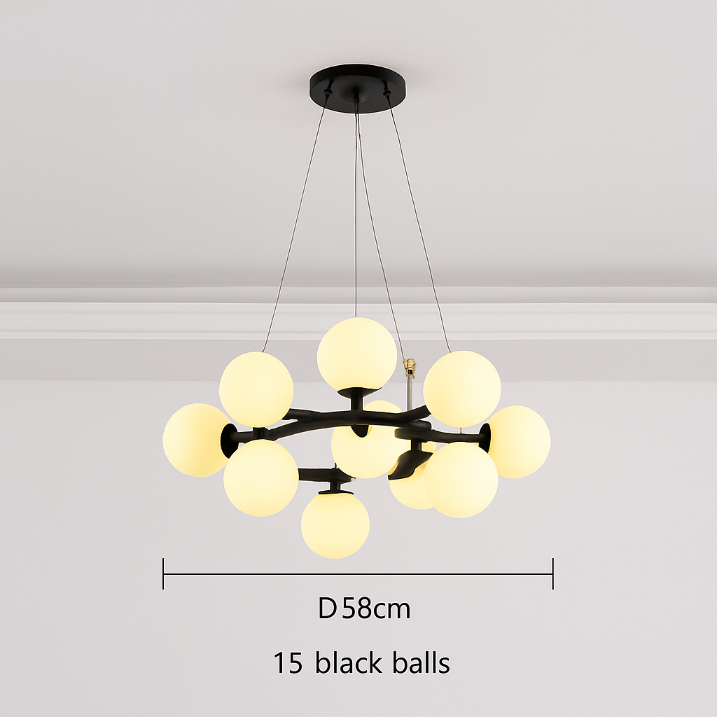 Nordique LED ronde lustre boule de verre or noir suspension lampe restaurant cuisine salon anneau décor à la maison luminaires