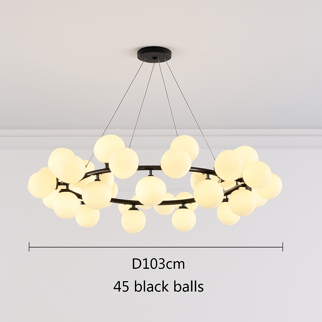 Nordique LED ronde lustre boule de verre or noir suspension lampe restaurant cuisine salon anneau décor à la maison luminaires