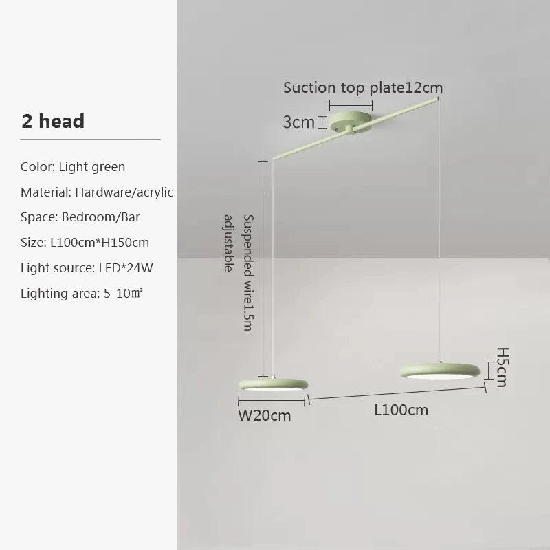 Nordique LED Suspension Lumière Vert 1-3 Tête Disque Lampes Suspendues Lustre Pour Salon Chambre Cuisine Salle À Manger Décor À La Maison Luminaire