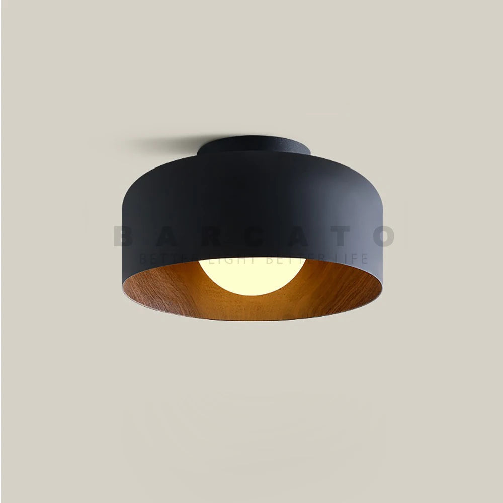 Nordique moderne noyer bois Texture Led plafonnier pour chambre salon cuisine étude allée balcon rond G9 lustre lumière