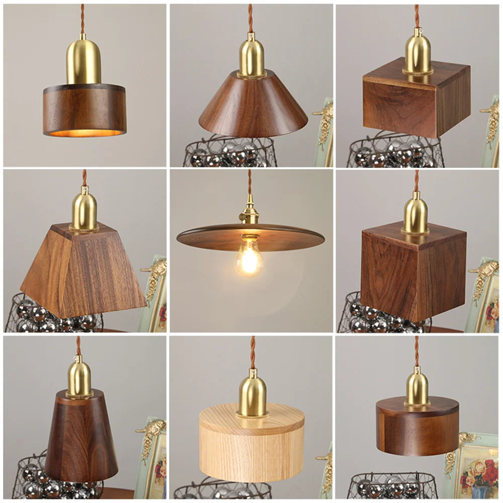 Nordique moderne suspension LED luminaire en laiton en bois Loft cuisine île lampe suspendue décoration de la maison éclairage Suspension Design