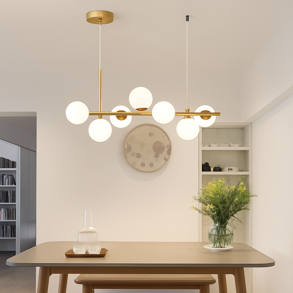Nordique moderne suspension LED or lumière boule de verre 11 têtes lampe suspendue pour cuisine salon salle à manger Suspension Luminaire Design