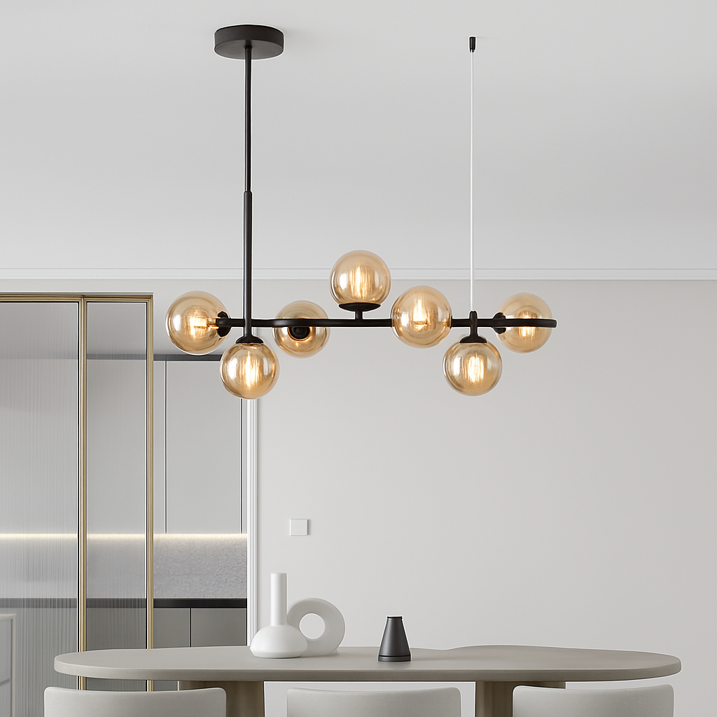 Nordique moderne suspension LED or lumière boule de verre 11 têtes lampe suspendue pour cuisine salon salle à manger Suspension Luminaire Design