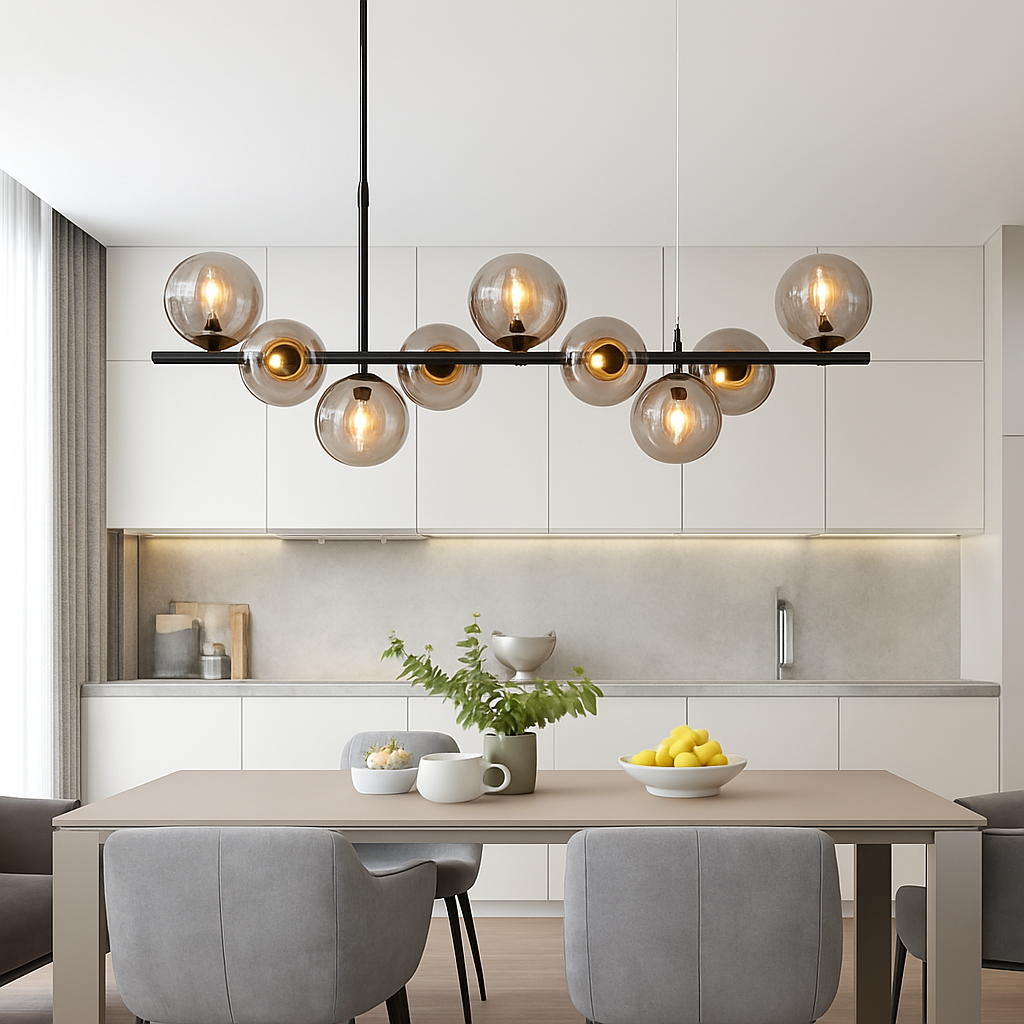 Nordique moderne suspension LED or lumière boule de verre 11 têtes lampe suspendue pour cuisine salon salle à manger Suspension Luminaire Design