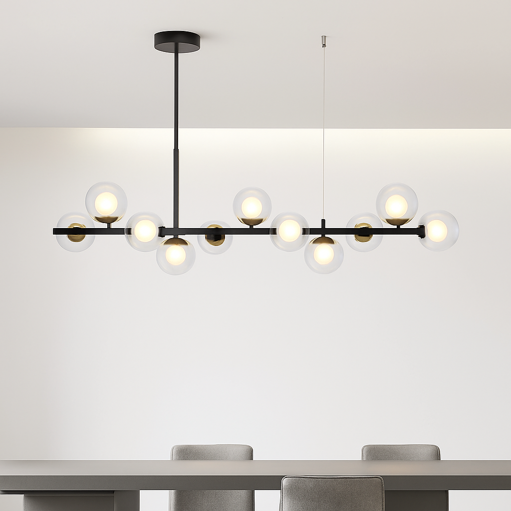 Nordique moderne suspension LED or lumière boule de verre 11 têtes lampe suspendue pour cuisine salon salle à manger Suspension Luminaire Design