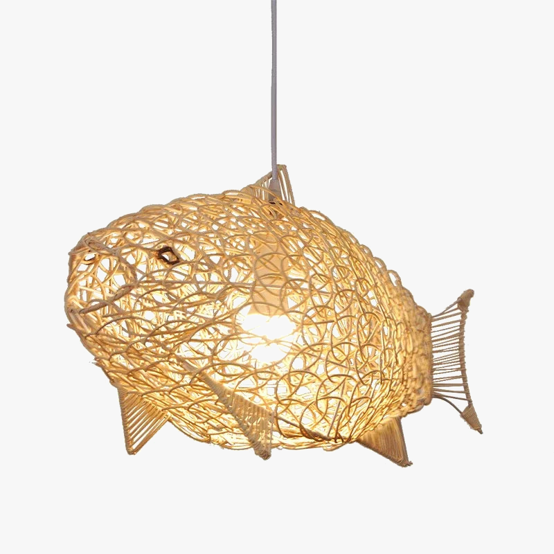 Nordique moderne suspension lumières créatif poisson Art bambou luminaire LED salon décor lampes suspendues cuisine Restaurant lumière
