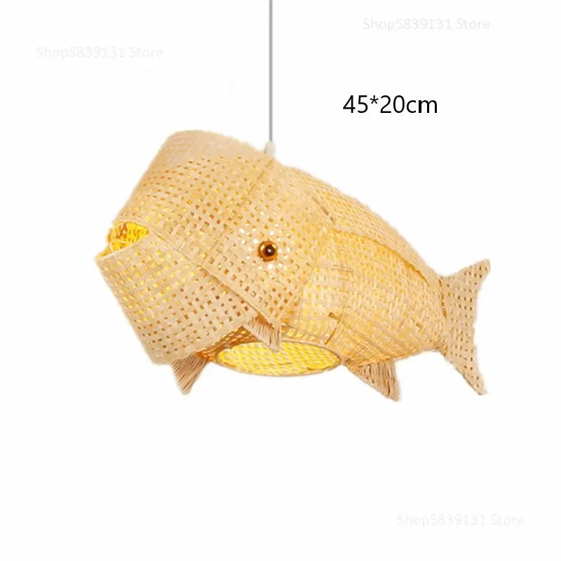 Nordique moderne suspension lumières créatif poisson Art bambou luminaire LED salon décor lampes suspendues cuisine Restaurant lumière