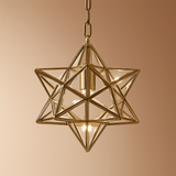 Nordique plein cuivre Art étoile verre suspension lampe géométrique rétro Bronze décor à la maison bars café allée suspendus luminaires