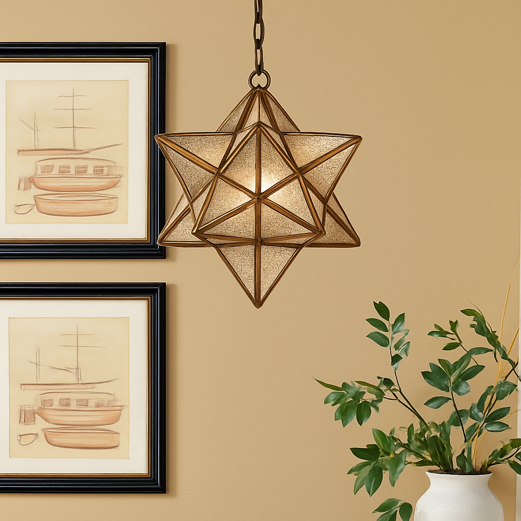 Nordique plein cuivre Art étoile verre suspension lampe géométrique rétro Bronze décor à la maison bars café allée suspendus luminaires