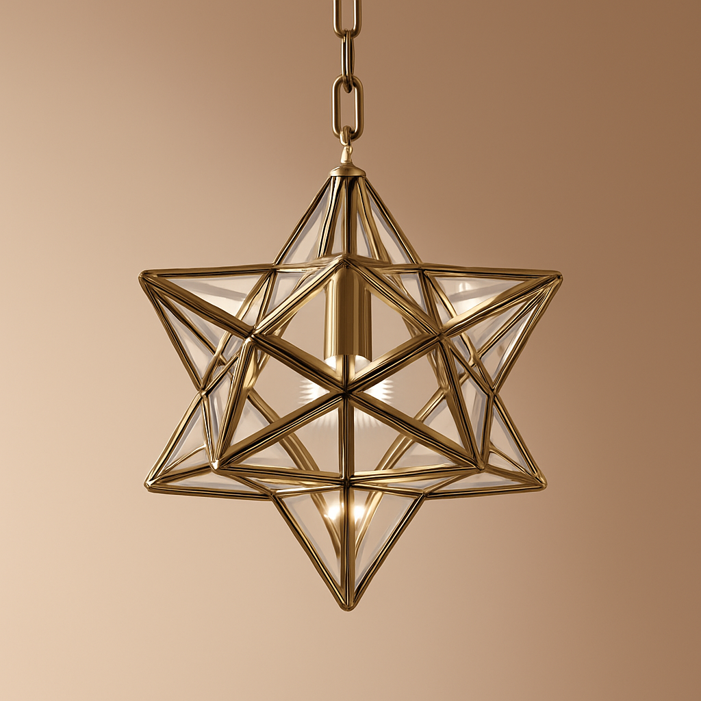 Nordique plein cuivre Art étoile verre suspension lampe géométrique rétro Bronze décor à la maison bars café allée suspendus luminaires