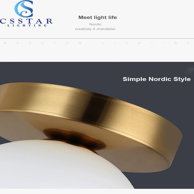 Nordique Simple moderne rond boule de verre plafonnier salon éclairage couloir plafonnier chambre lampe lumière LED