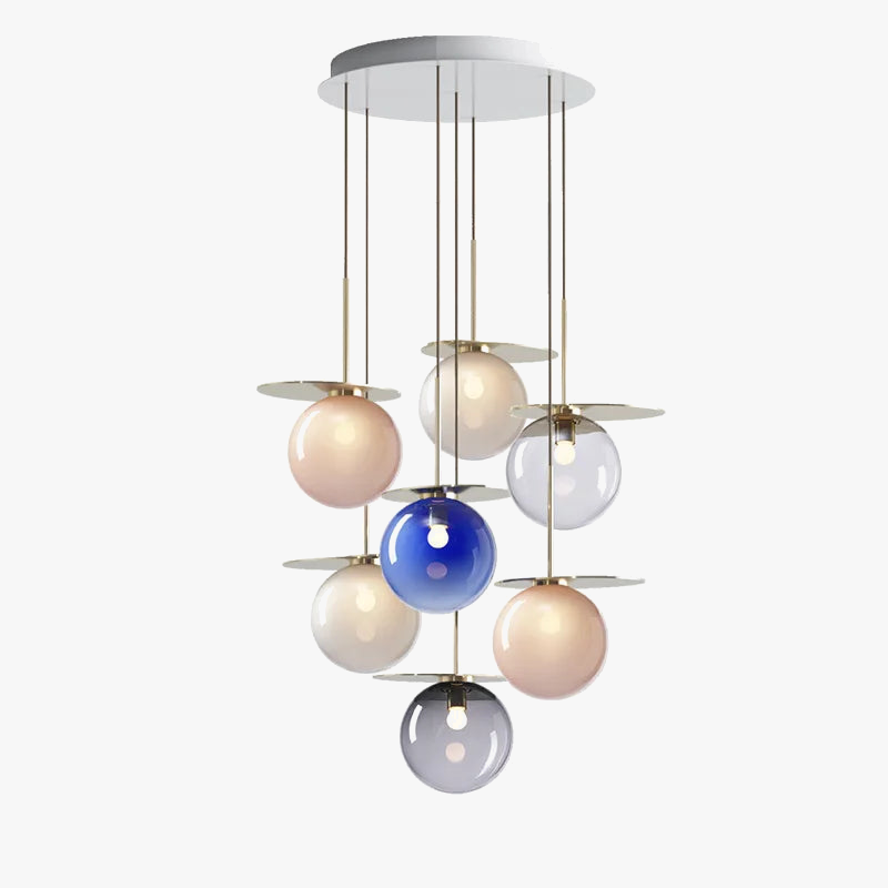 Design UFO Suspension Lumière Ronde Fer Danemark Boule De Verre Coloré LED Suspension Luminaire Maison Cuisine Suspension