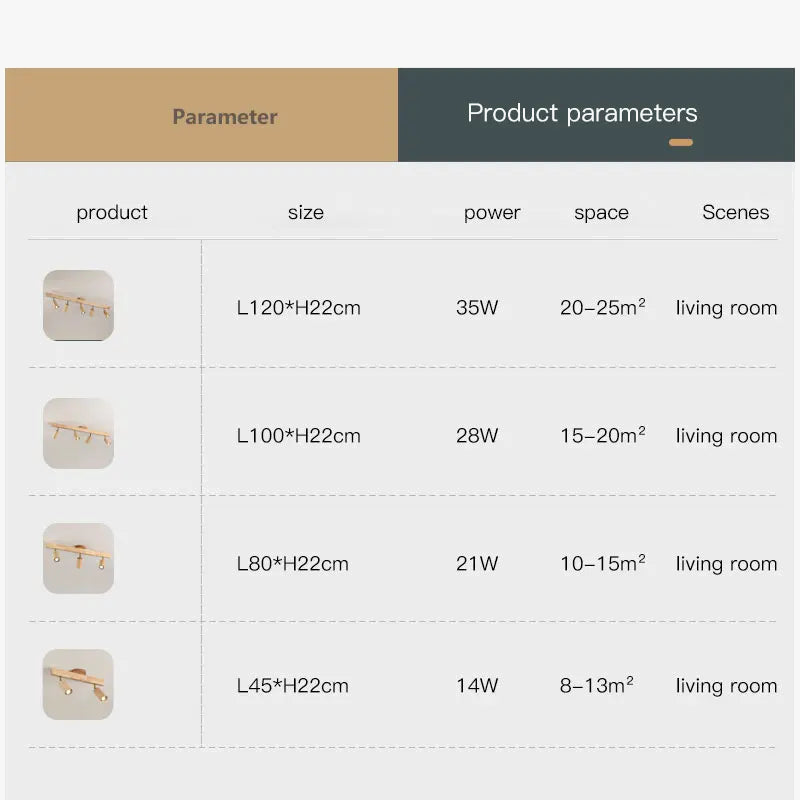 Grain de bois Led lustres avec projecteur pour salon chambre plafonniers éclairage décor noir Lustre cuisine luminaire
