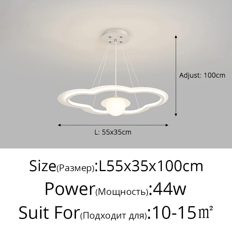 lustre led avec abat-jour nuage pour décoration intérieure
