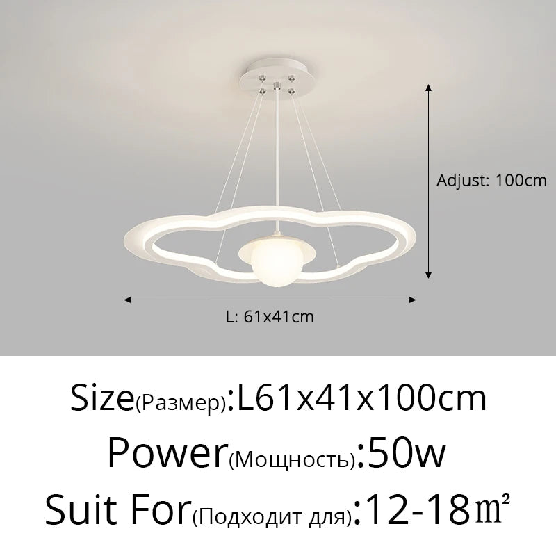 lustre led avec abat-jour nuage pour décoration intérieure