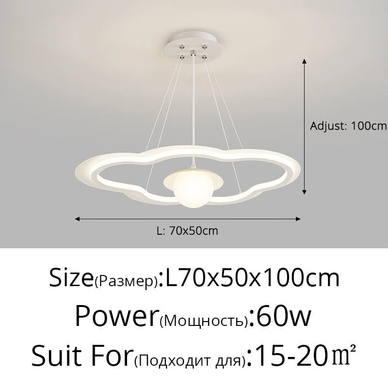 lustre led avec abat-jour nuage pour décoration intérieure