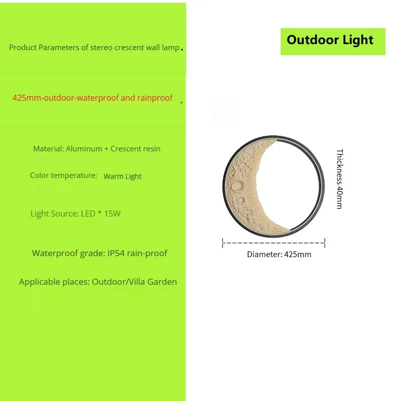 nouvelle applique murale lune led étanche moderne extérieur jardin résine