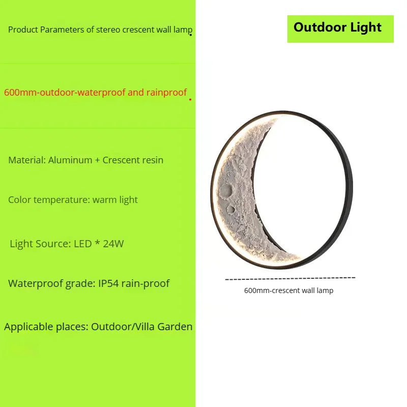 nouvelle applique murale lune led étanche moderne extérieur jardin résine