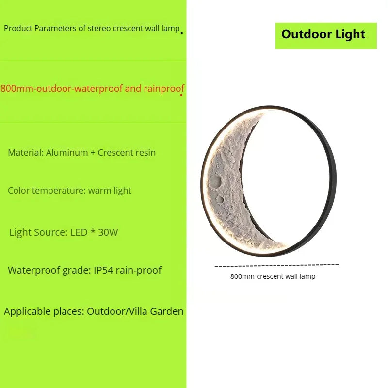 nouvelle applique murale lune led étanche moderne extérieur jardin résine