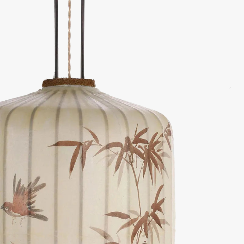 Nouvelle lampe lanterne en tissu chinois pour Restaurant salon rétro hôtel chez l'habitant balcon motif dessiné à la main lustre ampoule gratuite
