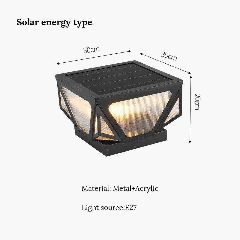 pilier lumière solaire extérieure étanche pour jardin villa