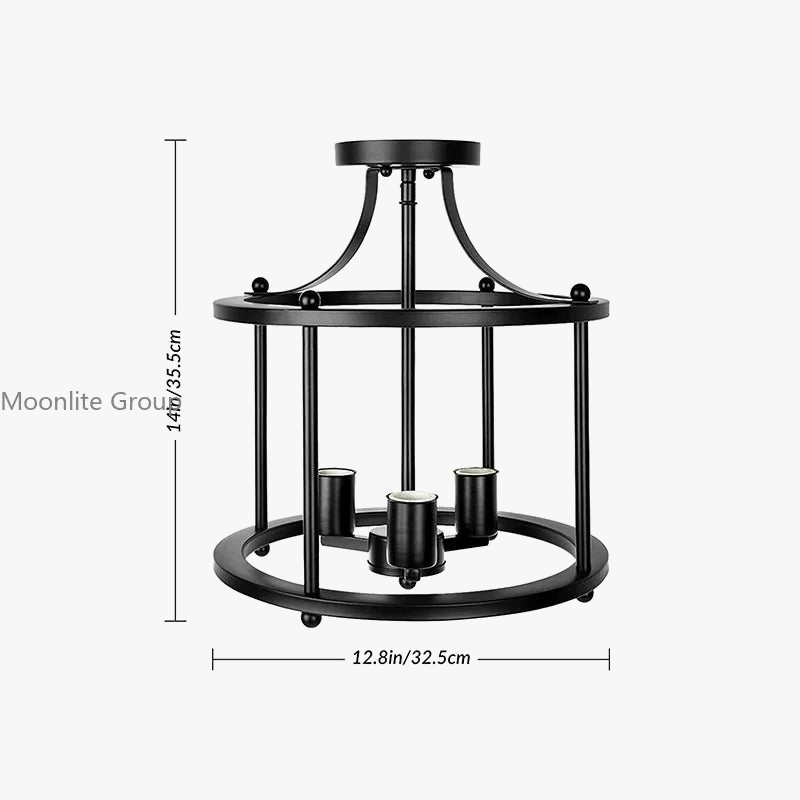 Plafond américain en fer forgé rétro noir industriel trois têtes lustre salle à manger chambre lustre Led plafonnier