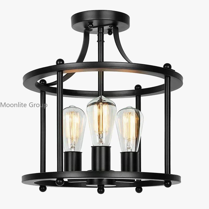 Plafond américain en fer forgé rétro noir industriel trois têtes lustre salle à manger chambre lustre Led plafonnier