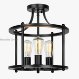 Plafond américain en fer forgé rétro noir industriel trois têtes lustre salle à manger chambre lustre Led plafonnier