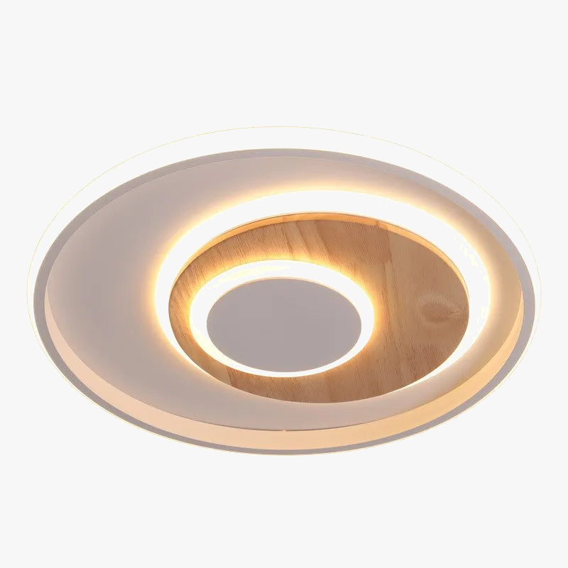 plafond moderne à leds en bois véritable éclairage rond