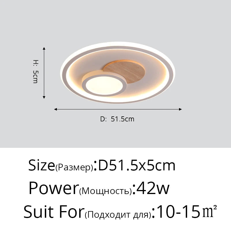 plafond moderne à leds en bois véritable éclairage rond