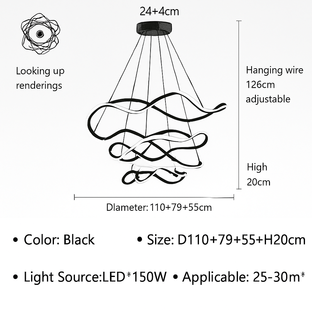 Plafond moderne à LEDs Lampe Lustre Pour Salon Hall Restaurant Chambre Suspension Lumière Décor Intérieur Luminaire Lustre