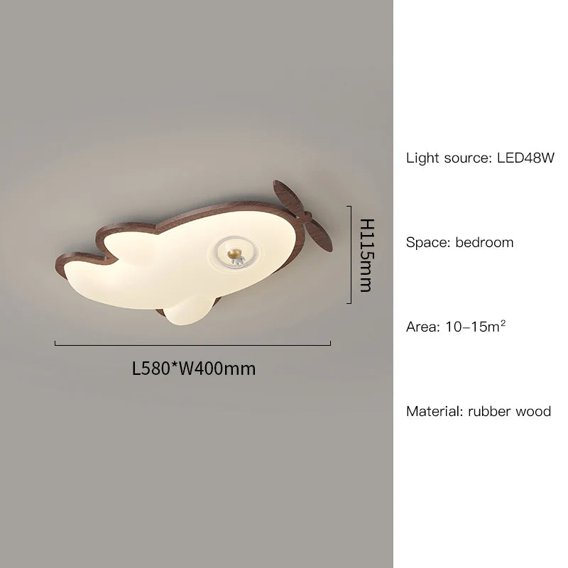 plafonnier avion en bois pour chambre d'enfant décoration lumineuse