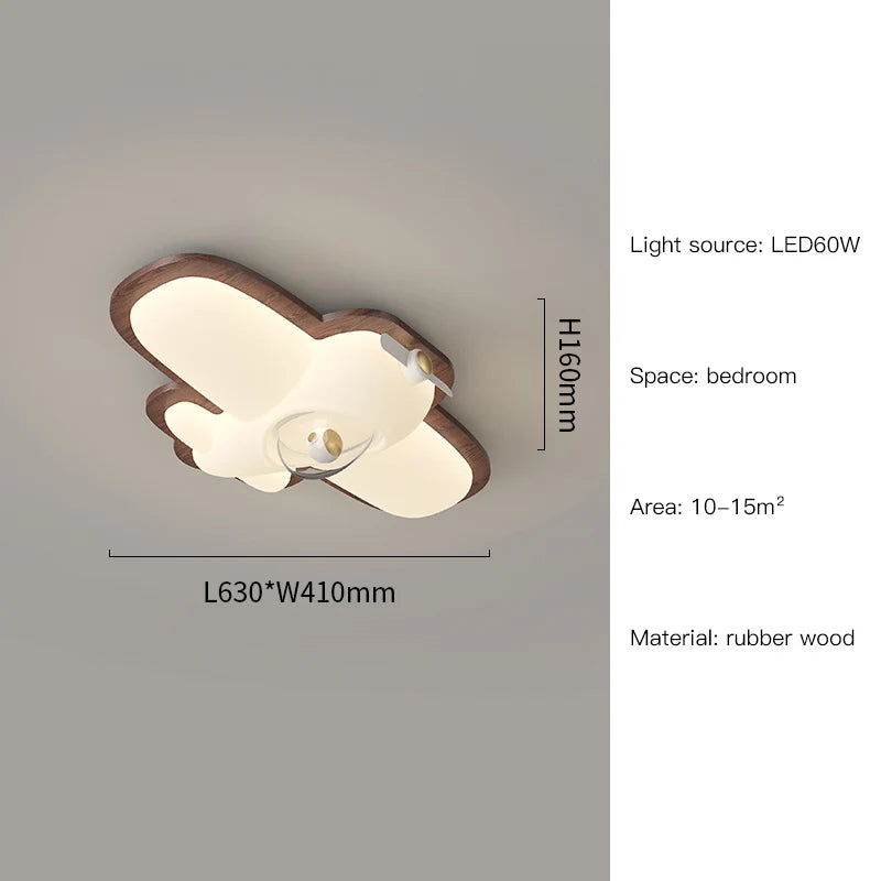 plafonnier avion en bois pour chambre d'enfant décoration lumineuse
