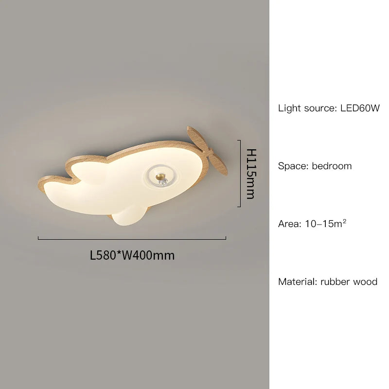 plafonnier avion en bois pour chambre d'enfant décoration lumineuse