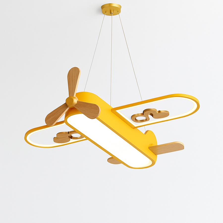 Plafonnier avion LED jaune bleu design minimaliste plafonnier en bois pour chambre d'enfant maison bébé garçons enfant suspension
