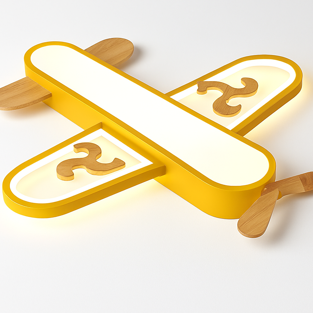 Plafonnier avion LED jaune bleu design minimaliste plafonnier en bois pour chambre d'enfant maison bébé garçons enfant suspension
