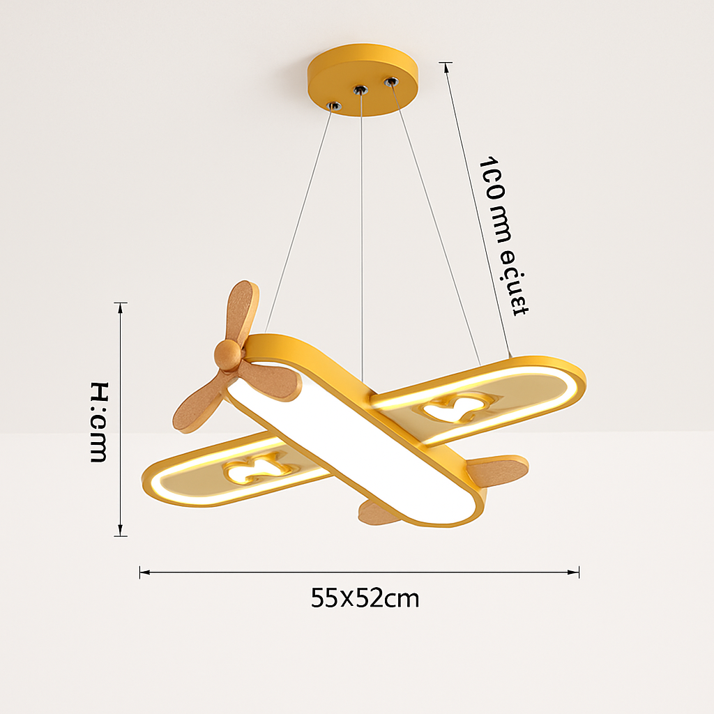 Plafonnier avion LED jaune bleu design minimaliste plafonnier en bois pour chambre d'enfant maison bébé garçons enfant suspension