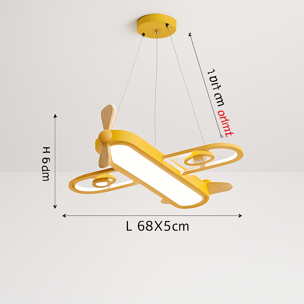 Plafonnier avion LED jaune bleu design minimaliste plafonnier en bois pour chambre d'enfant maison bébé garçons enfant suspension