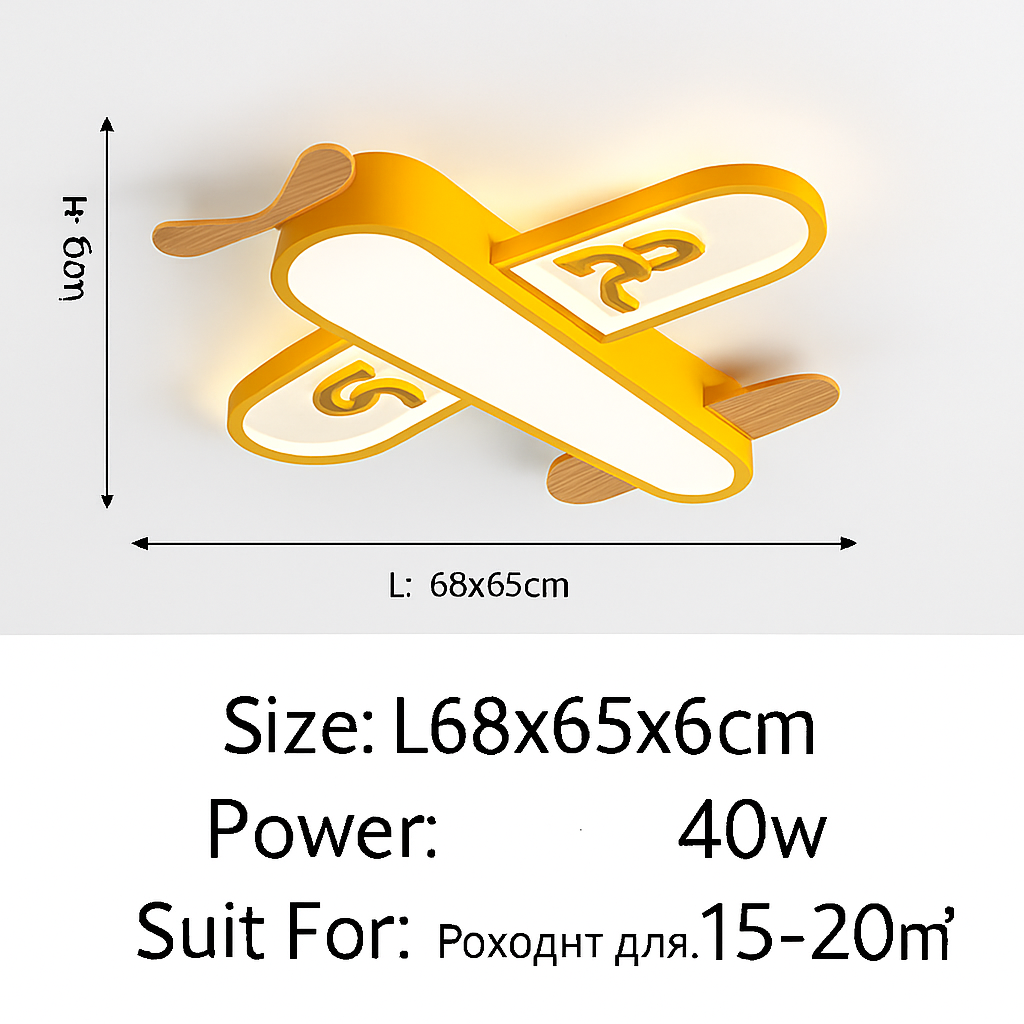 Plafonnier avion LED jaune bleu design minimaliste plafonnier en bois pour chambre d'enfant maison bébé garçons enfant suspension