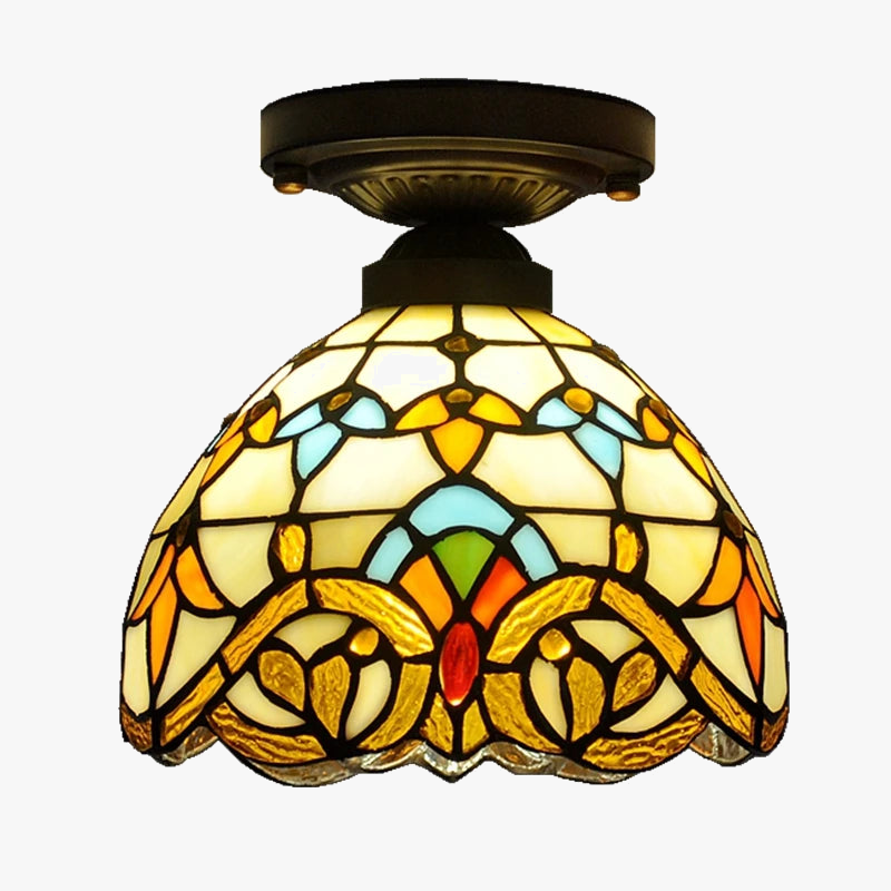 plafonnier baroque tiffany en verre pour décoration intérieure