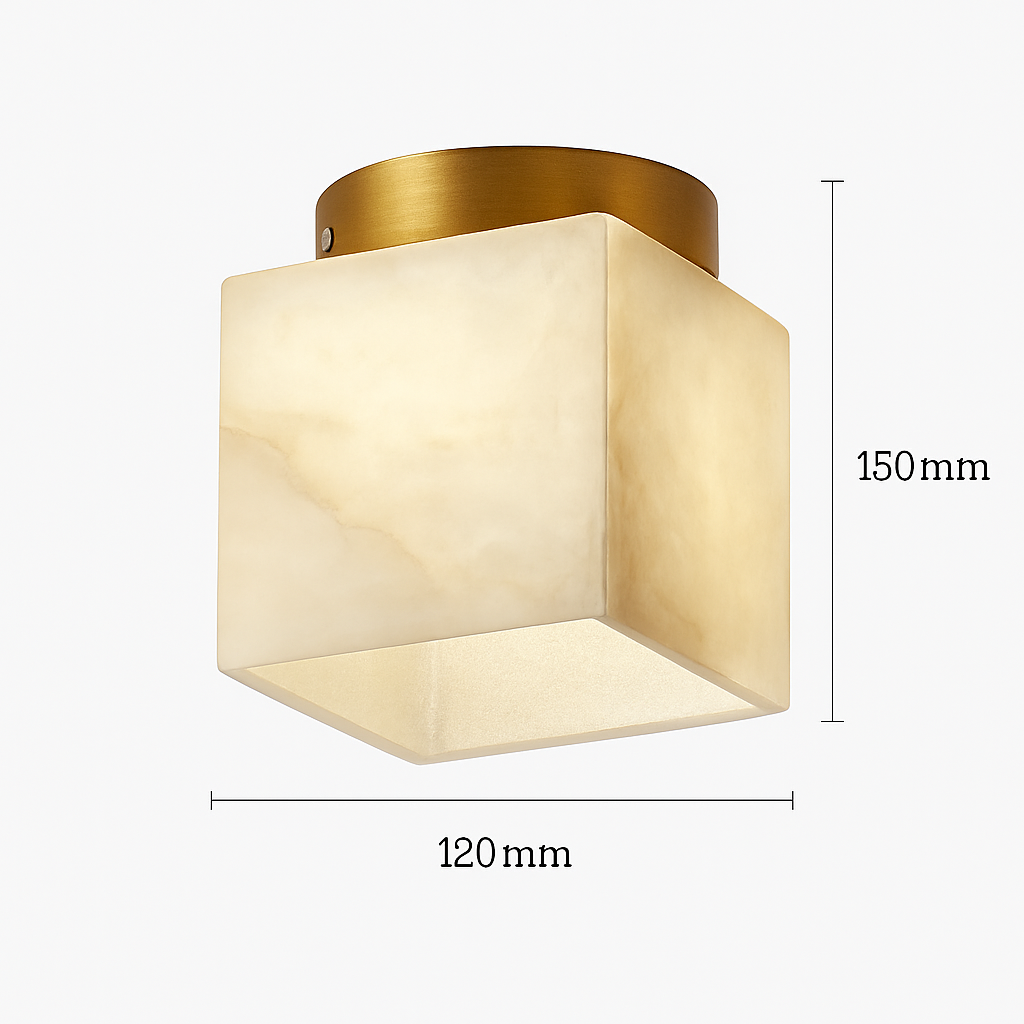 Plafonnier Boule de marbre lumière d'entrée Led luxe en laiton doré petit carré toilettes chambre balcon allée Luminaire