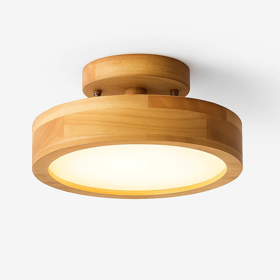 Plafonnier circulaire en bois massif