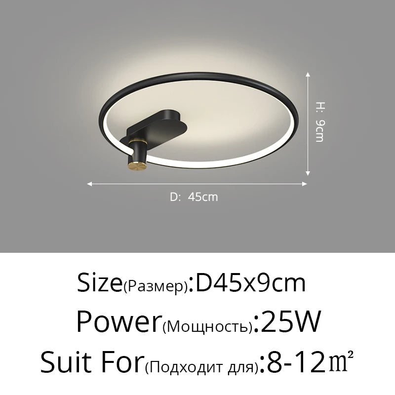 plafonnier circulaire led luxe style nordique pour intérieur décoratif