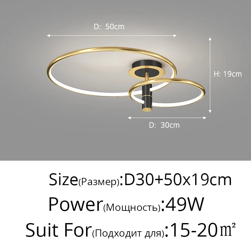 plafonnier circulaire led luxe style nordique pour intérieur décoratif