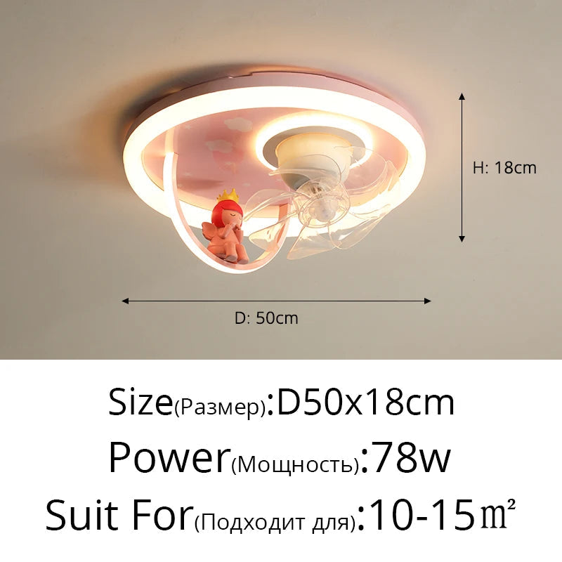 plafonnier créatif avec ventilateur et lumière LED pour enfants