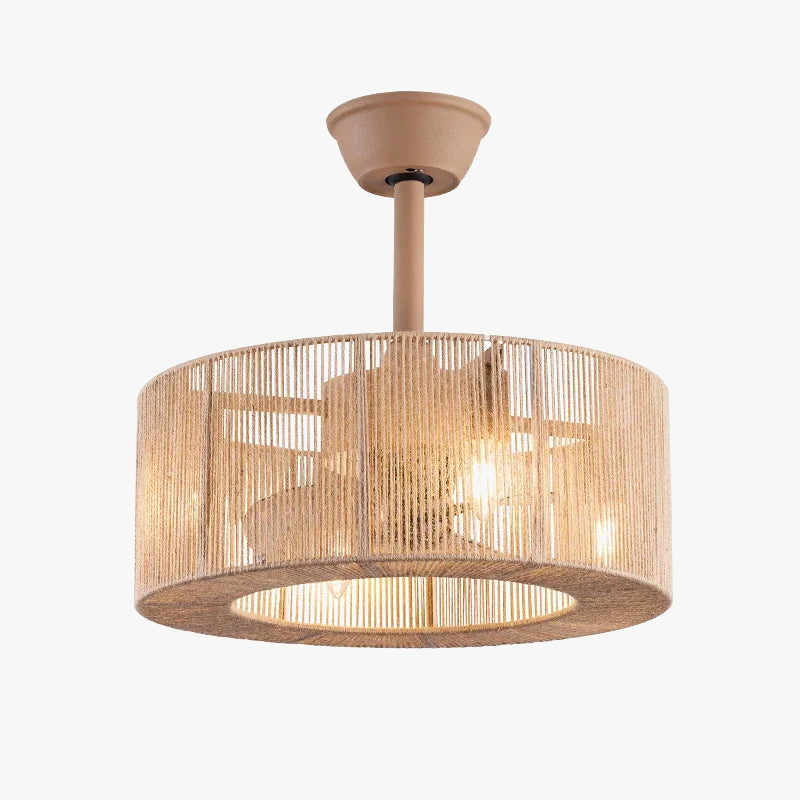 plafonnier décoratif en corde tressée avec ventilateur et intensité variable