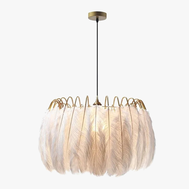 plafonnier décoration en plumes d'autruche simplicité nordique
